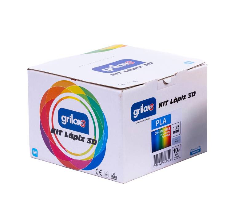 Kit Lapiz 3D Grilon3 Pla 20 Colores 10M Por Color (200M)